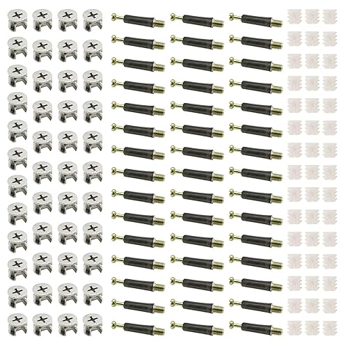 45 juegos de kit de conexión de muebles 3-en-1, accesorios de conexión de muebles con espiga, tuercas y tornillos de leva