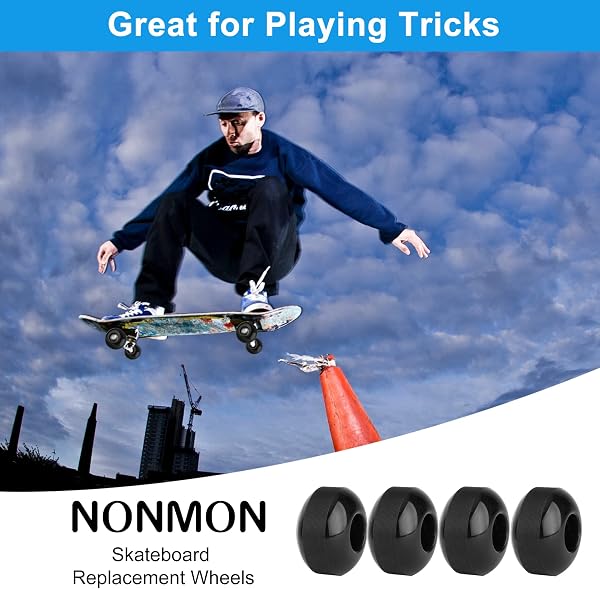 NONMON Roues de Skateboard 52mm 95A, 4 Pieces PU Résilience 80% roulettes de Remplacement avec Roulements à Billes ABEC-9 608 RS pour Planches à roulettes Cruiser Skateboard Roller Quad Skates - 4