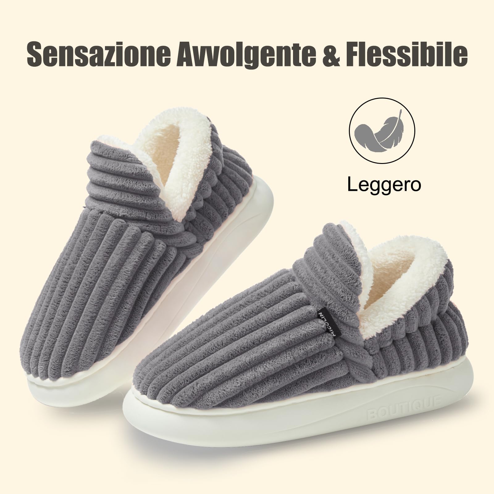 Donpapa Ciabatte Donna Uomo Invernali Pantofole Calde Peluche Chiuse Comode Memory foam Antiscivolo Inverno Scarpe