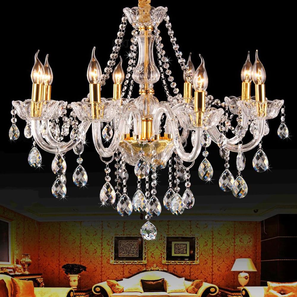 Wdw Golden 8005 Genuine K9 Crystal Chandelier Clear 2, 6, 8, 10 Arms (8 Arms)