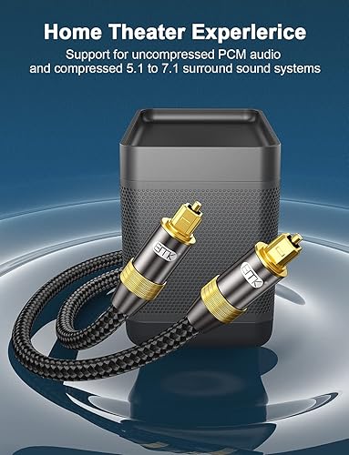 Miniatura 6 de EMK Cable de audio óptico Toslink digital de nailon chapado en oro de 24 quilates, cable trenzado SPDIF para cine en casa, barra de sonido, TV, PS4,
