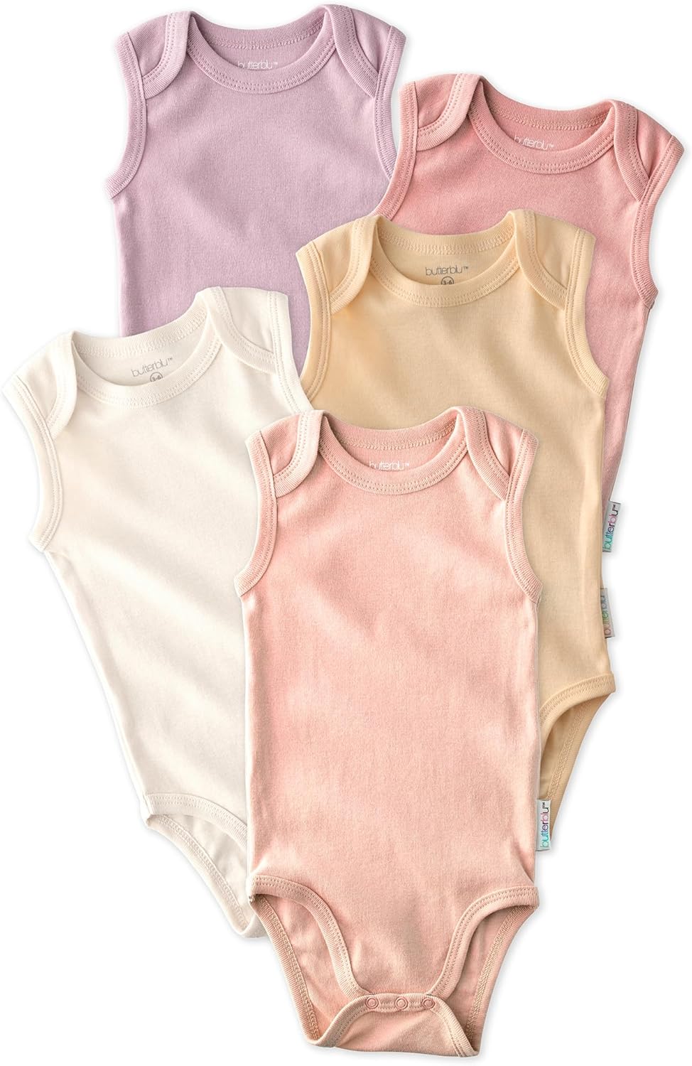 Butterblu Sam 5-Pack Sleeveless Bodysuits 100% Organic Cotton Baby Clothes for Boys and Girls​​