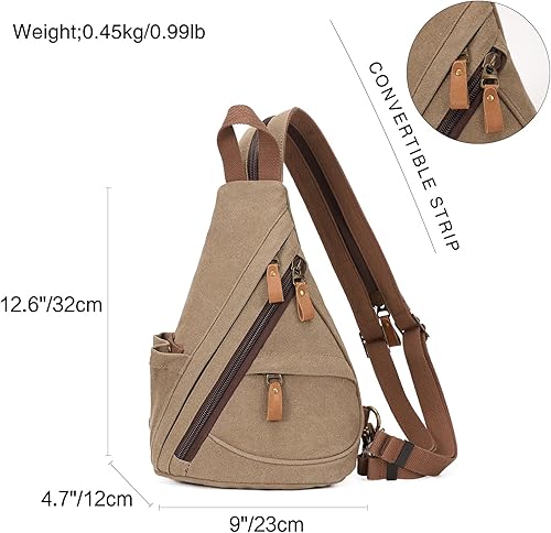 Miniatura 2 de Canvas Sling Bag - Small Crossbody Backpack Shoulder Casual Daypack Rucksack for Men Women Outdoor Cycling Hiking Travel