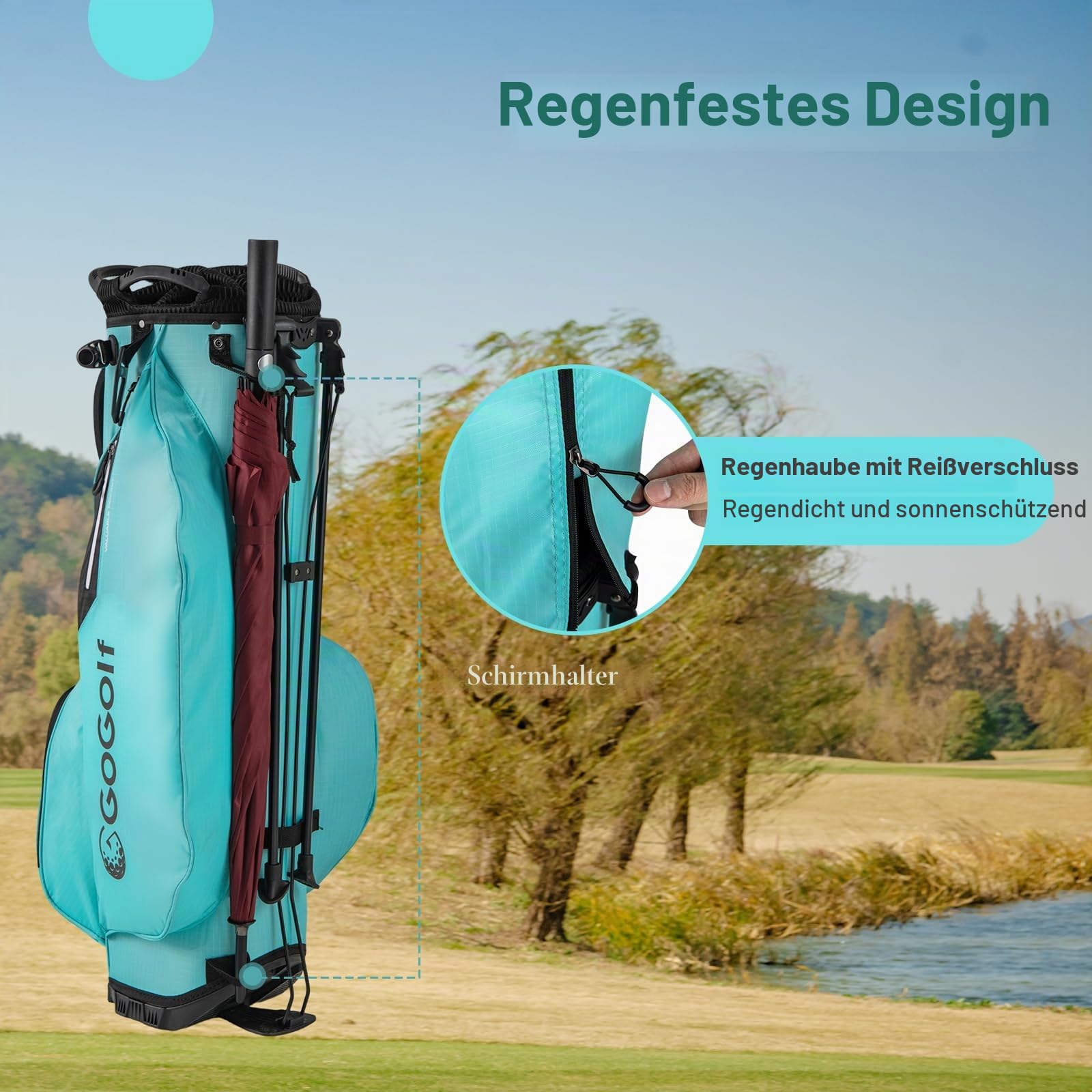 LIFEZEAL Golftasche, Leichte Stativtaschen mit 8 oberen Fächern und 5 Reißverschlusstaschen, Golfbag mit Regenschirmhalter, Regenschutz & verstellbarem Schultergurt für Frauen & Männer