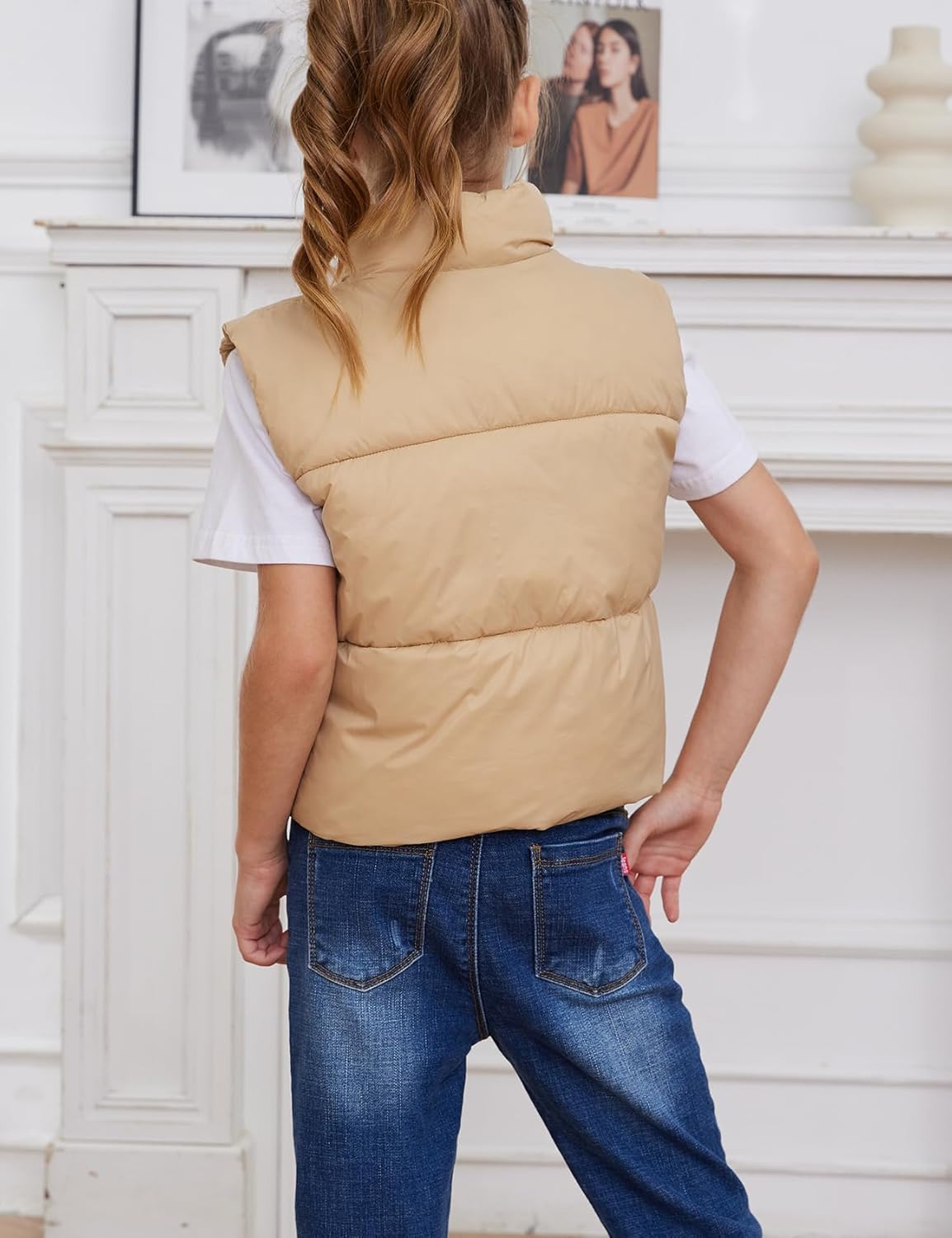 Gihuo Girls Winter Puffer Vest Lightweight Water-Resistant Quilted Vests Cropped Warm Kids Sleeveless Jacket Outerwear - Image 6