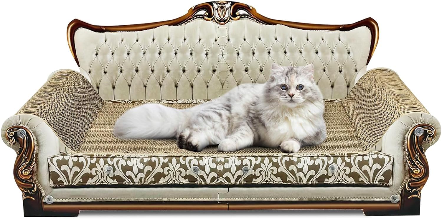 Jucgghk Exquisite Cardboard Cat Scratch Board Sofa Bed with Catnip, Artificial Pet Scratch Board, Suitable for Indoor Pets Suitable for Indoor Pets(Grey Lounge)