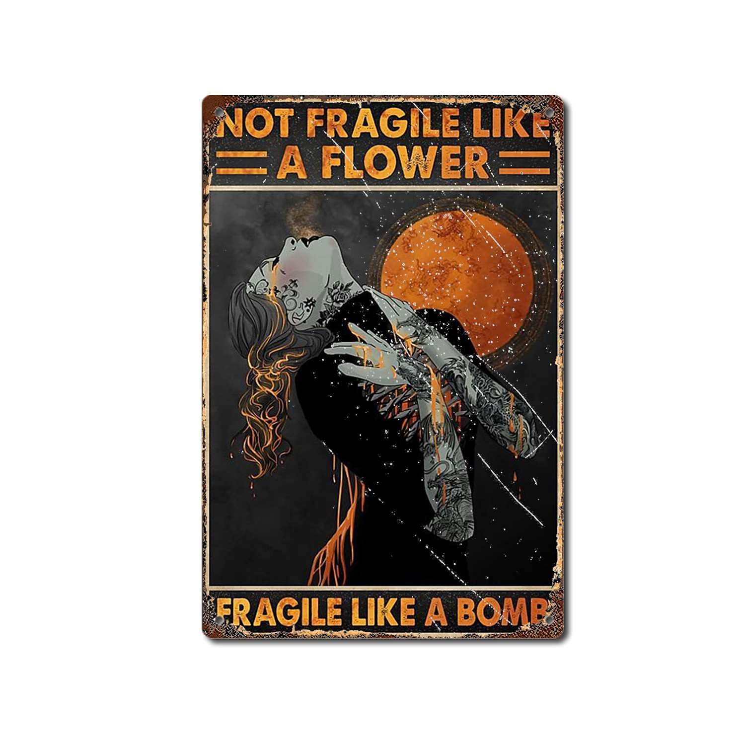 Witch Fragile Like Bomb Poster, Witch Poster Aluminum tin Logo - Metal Tin Sign Hanging Retro Plaque Kitchen Poster Cafe Bar Pub Store Man cave Art Novelty Designs 12x8inch
