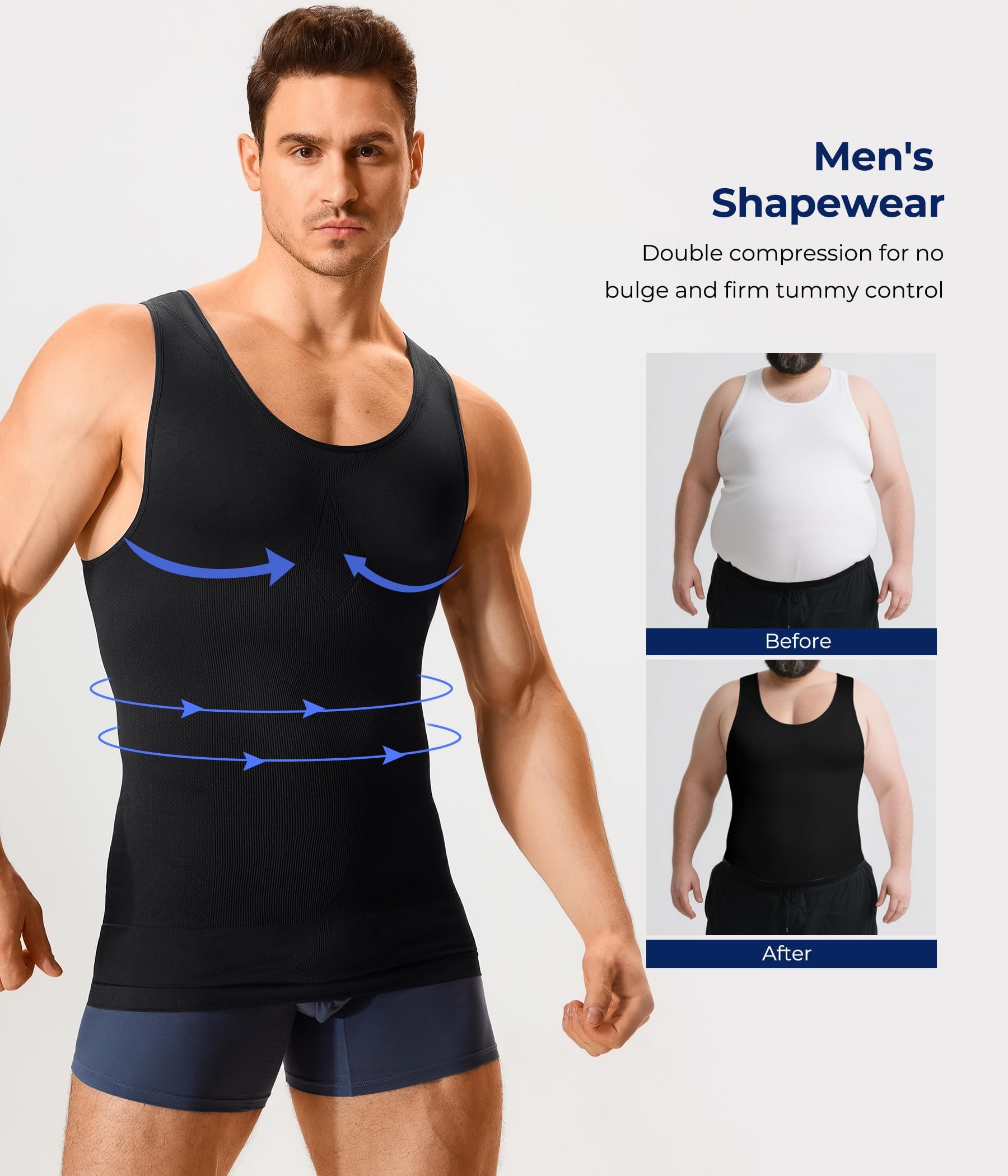 Junlan Débardeur Minceur Sculptant Homme, Gaine Ventre Plat Invisible, Gilet de Compression Forte Posture, sous-Vêtement Amincissant, Body Gainant