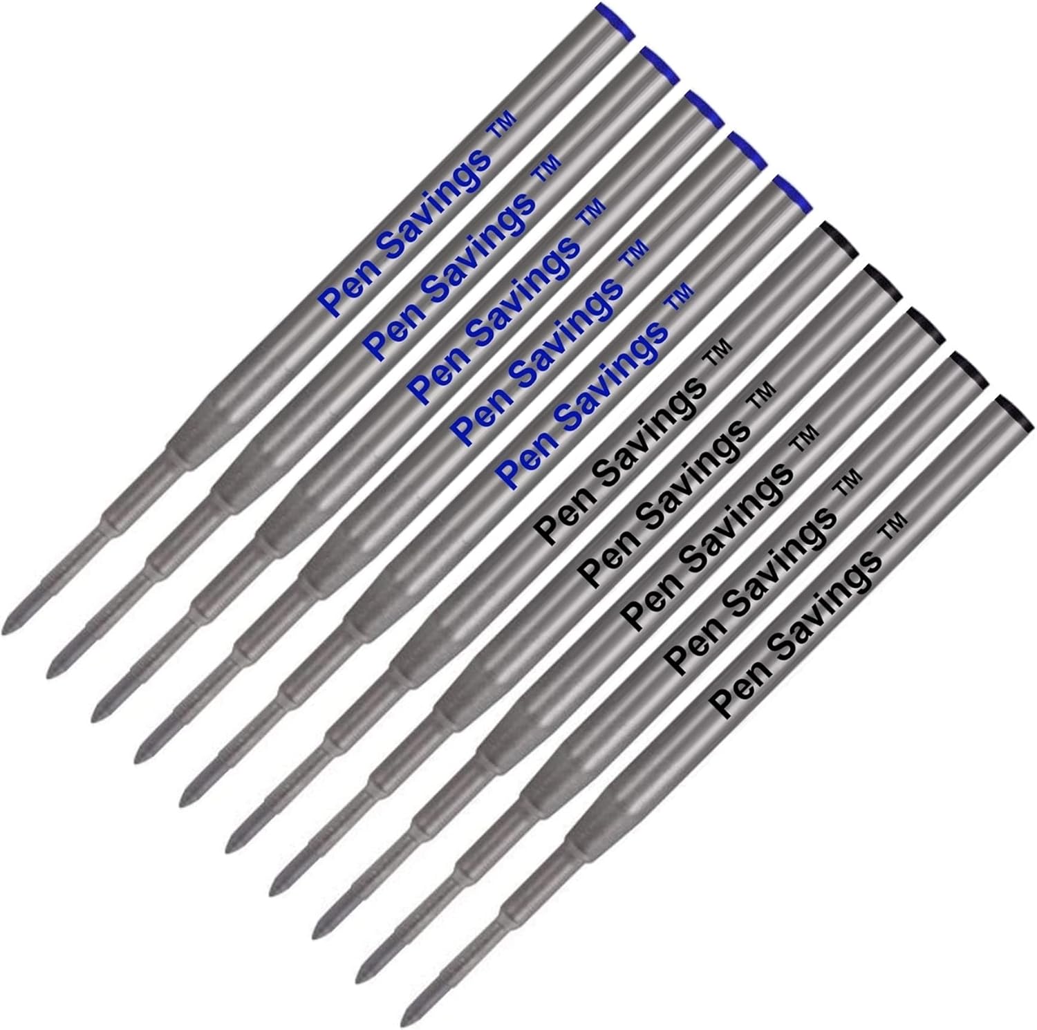 10 Pack, Pen Savings Ballpoint Pen Refills Compatible with Montblanc Twist Style Ballpoint Pens, Medium Point (Bulk Packed) (Assorted)