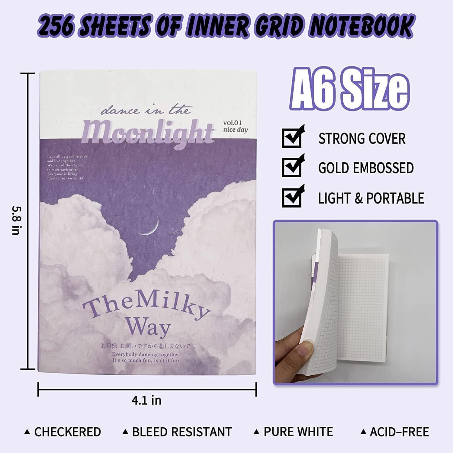 ZUMIE Paper Scrapbook Kit Daily Journal Scrapbooking A6 Grid Notebook | Bullet Junk Journal, Stationery, Notebook, DIY Journaling Supplies, Birthday Craft Gift Teen Girl Kid (Purple Scrapbook) 2