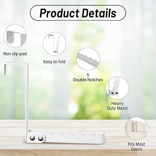 Miniatura 2 de Paquete de 2 estantes para secar sobre la puerta, organizador de ganchos plegables para colgar ropa, ahorro de espacio, para lavandería, abrigos,