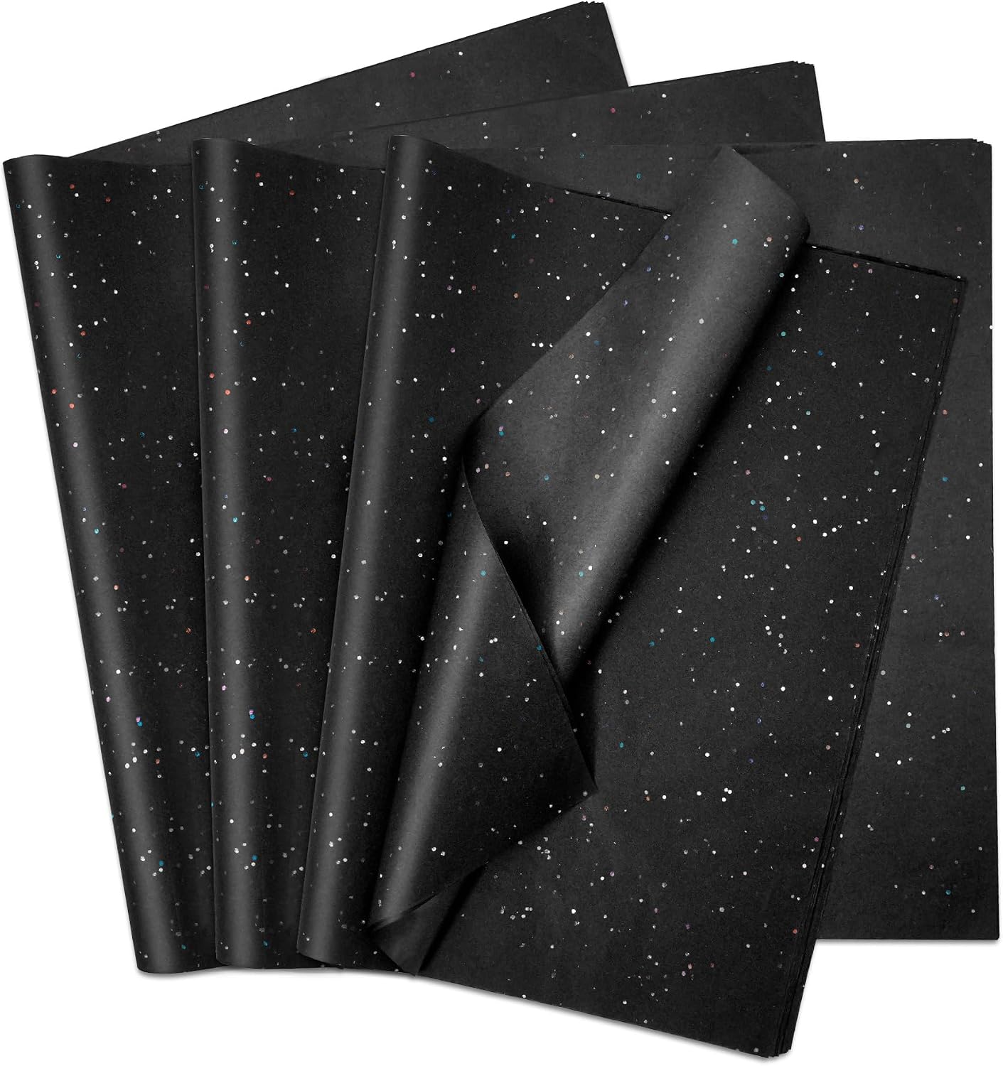 120 Sheets Glitter Tissue Paper for Gift Bags 20"x14", Black Tissue Paper Decorative Wrapping Papers Bulk for DIY Crafts, Birthdays, Party, Weddings & Packaging