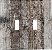 Vista 188 de Placa de pared dúplex de receptáculo de dispositivo de 1 gang de madera envejecida blanca gris con veta de tablón, cubierta de enchufe eléctrico