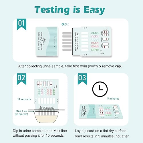 Vista 3 de Easy@Home Kits de prueba instantánea de drogas de 12 paneles: prueba de marihuana (THC), COC, OPI 2000, AMP, BAR, BZO, MDMA, MET/mAMP, MTD, OXY