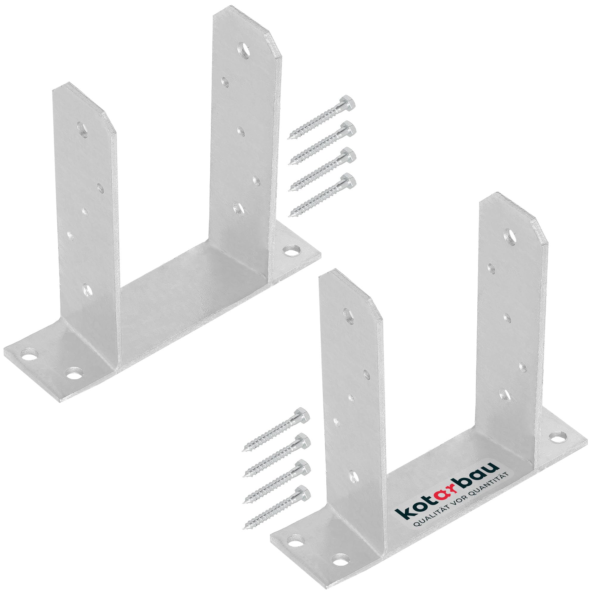 Kotarbau Silver Kotarbau® 2 Pcs Fence Post Support - Post Base - Tt - Galvanised Steel - 90 Mm (3.54 In) - Heavy Duty - Bolt Down Support - For Decking And Garden Structures