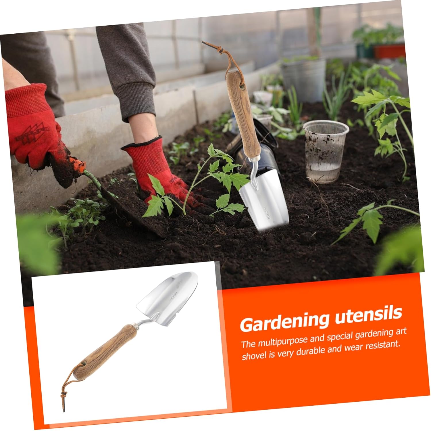 Yardwe 2pcs Balcony Garden Soil Loosening Shovel Stainless Steel Weeding Tool Ergonomic Handle for Planting Transplanting and Gardening Tasks Home Office