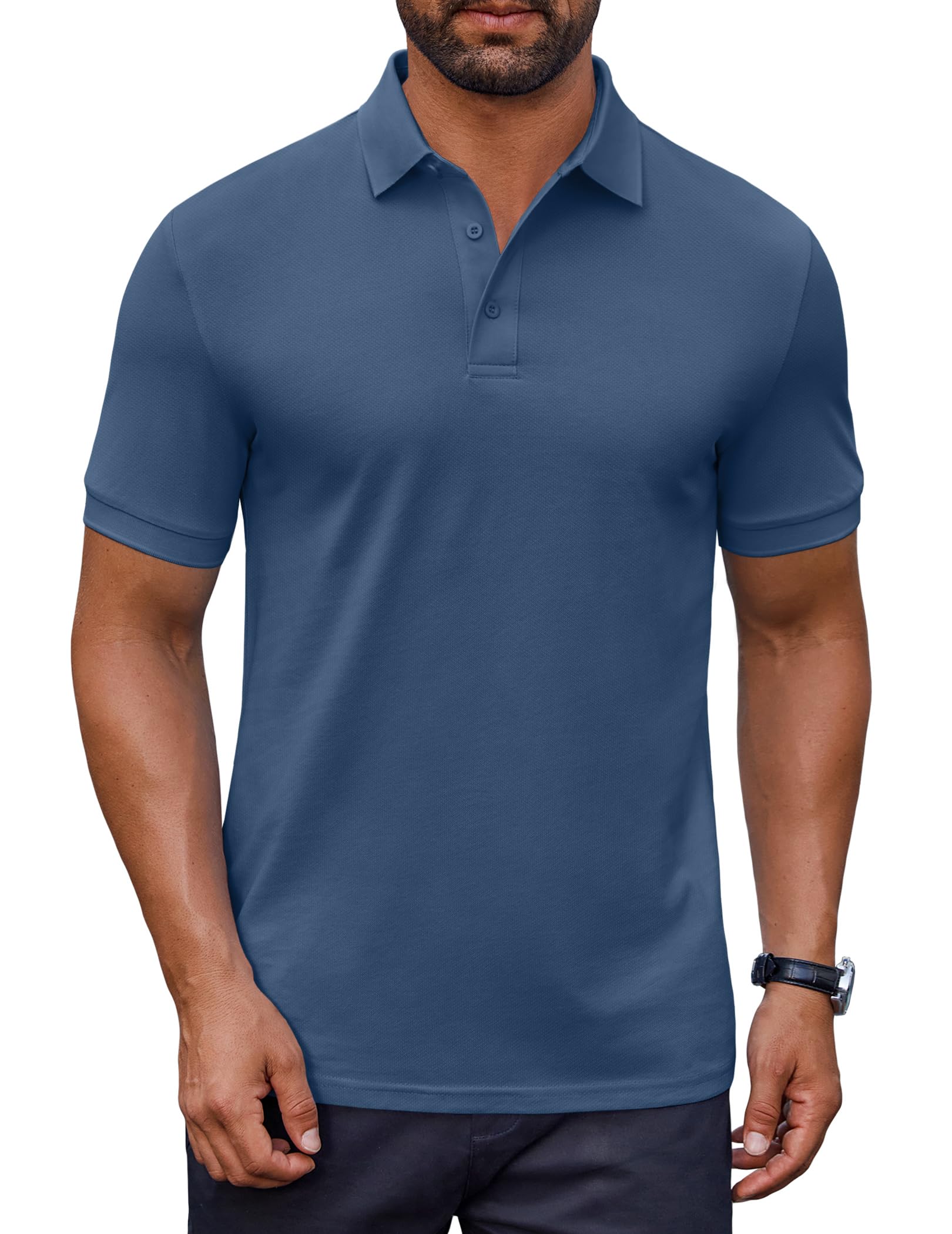COOFANDY Men's Short Sleeve Polo Shirts Cotton ...