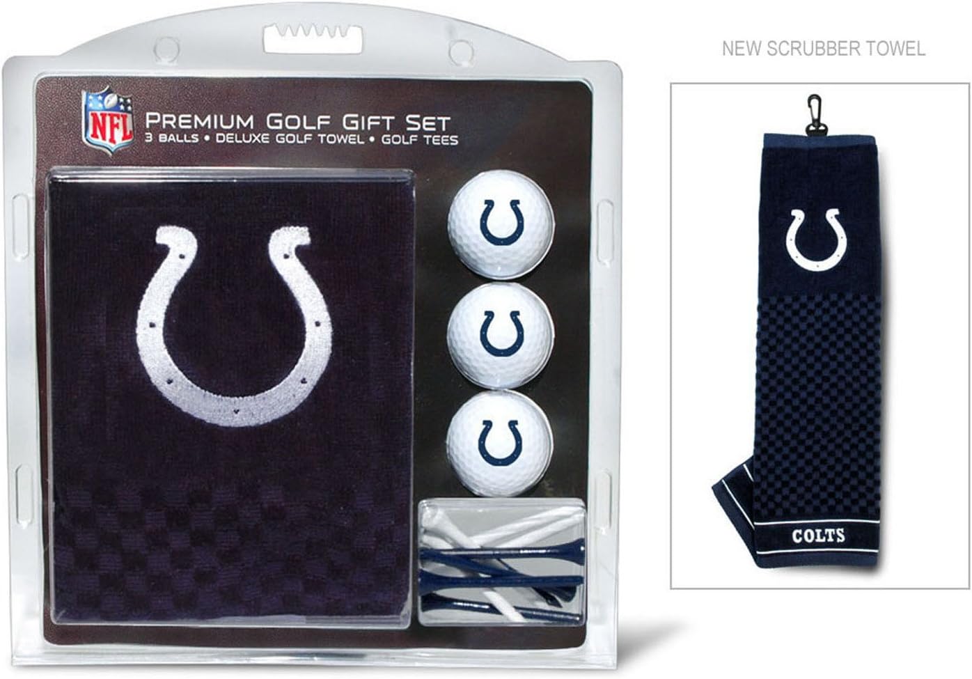 Team Golf NFL Indianapolis Colts Gift Set: Embroidered Golf Towel, 3 Golf Balls, and 14 Golf Tees 2-3/4" Regulation, Tri-Fold Towel 16" x 22" & 100% Cotton
