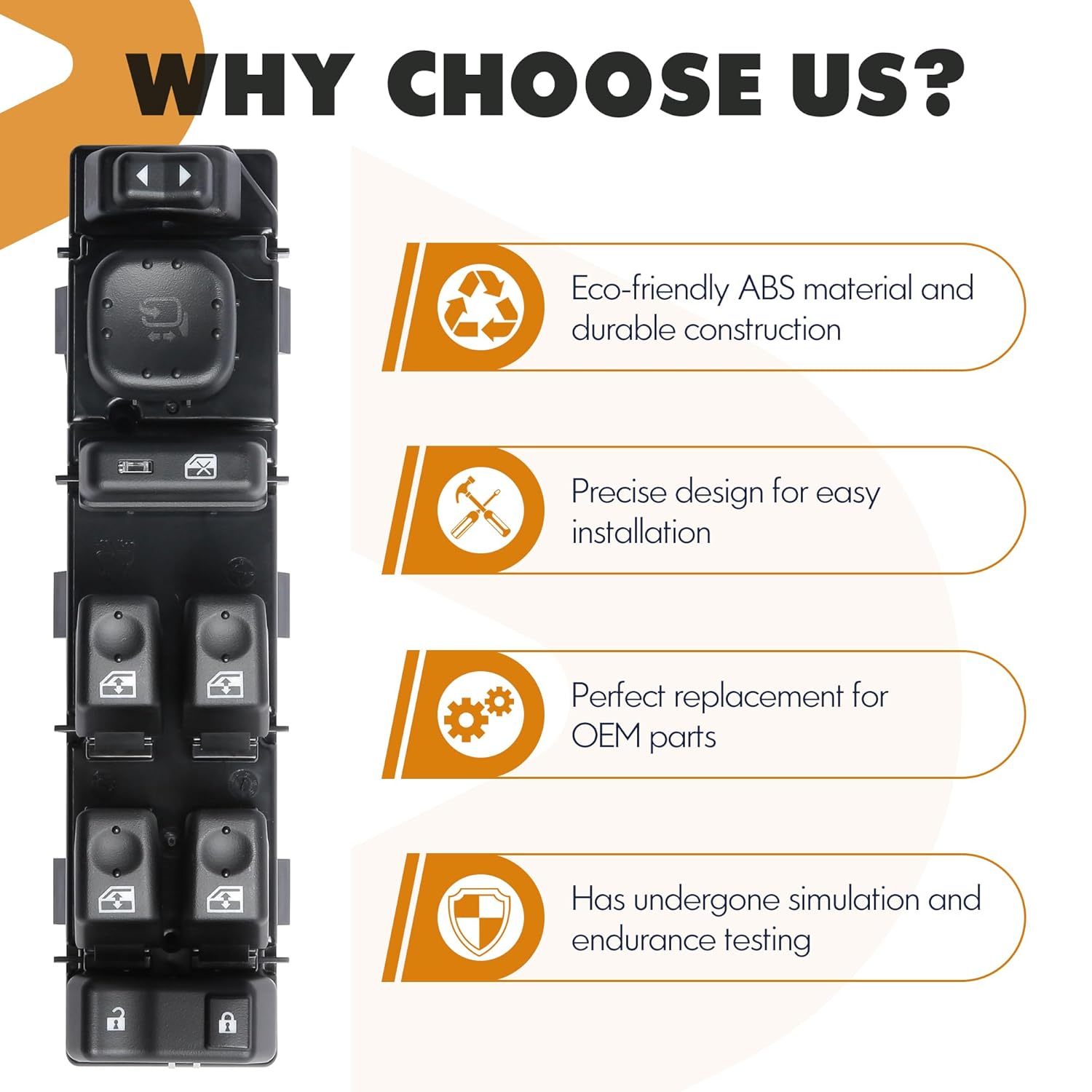 15883319 Driver Side Power Window Switch with Folding Mirror Switch Fit for 2003-2006 Chevrolet Silverado Avalanche Suburban Tahoe, GMC Sierra Yukon, Escalade, Hummer H2, 920-022# DWS 394