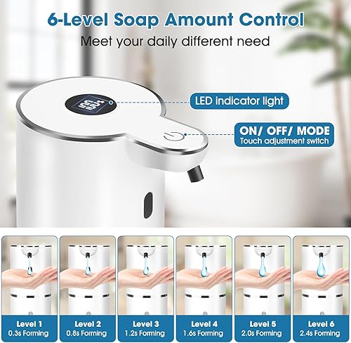 Miniatura 3 de Paquete de 2 dispensadores automáticos de jabón, dispensador automático de jabón líquido actualizado 2025 sin contacto, dispensadores de jabón
