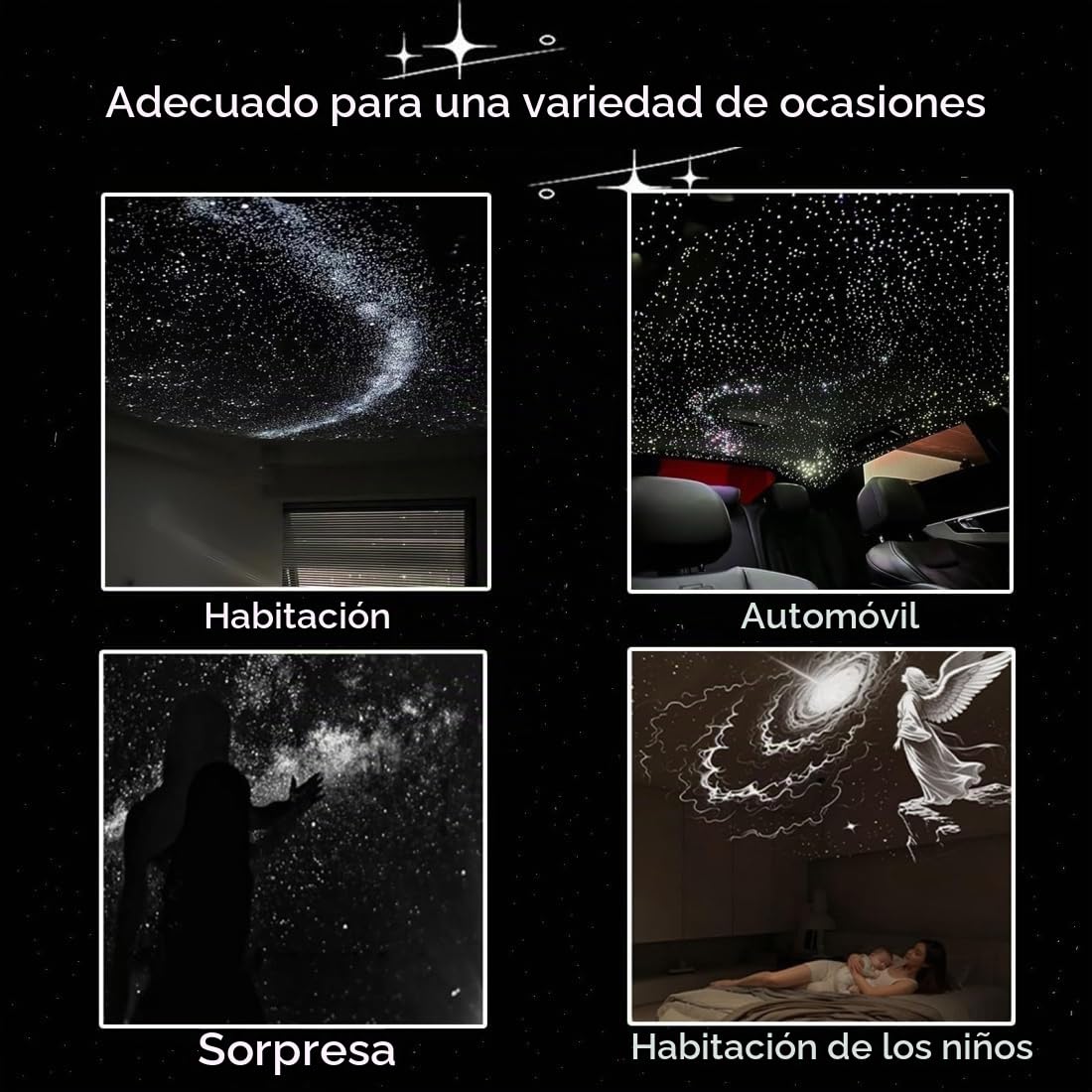 2-in-1 Galaxy Projector Night Light, Portable Galaxy Starry Sky Projector Lamp Night Light with HD Films, USB LED Starry Sky Night Light Projector, for Car and Bedroom Decoration (24-image)
