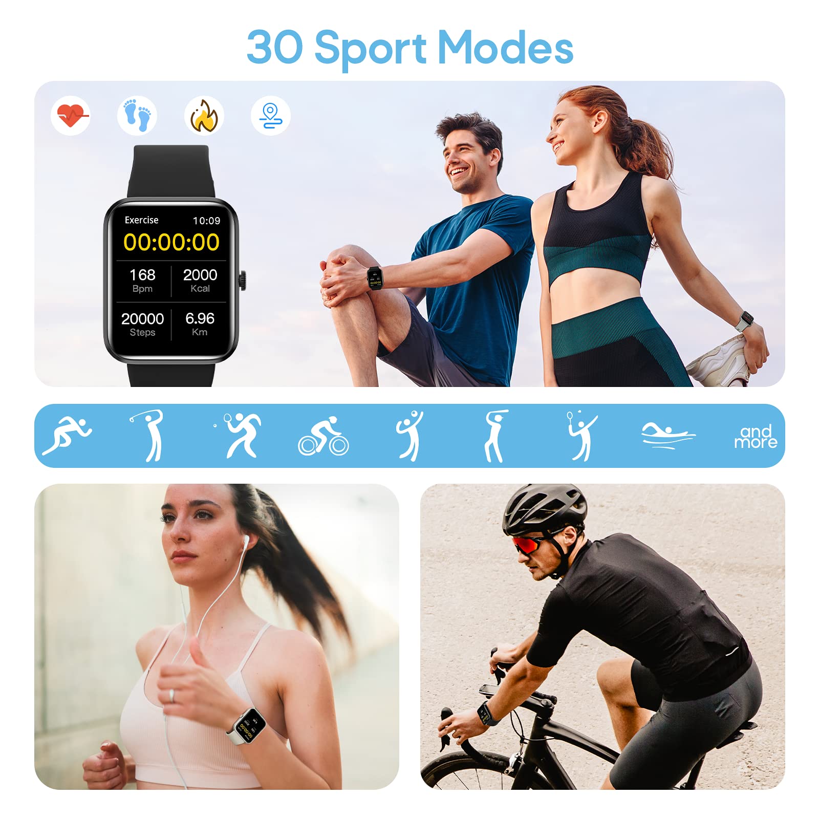 Nemheng Montre Connectée Homme Femme avec Appel,1.83 "Tracker d'Activité avec Podomètre Montre avec Assistant Vocal, Cadran Personnalisé，SpO2，Sleep Monitor Smartwatch pour Android iOS Noir