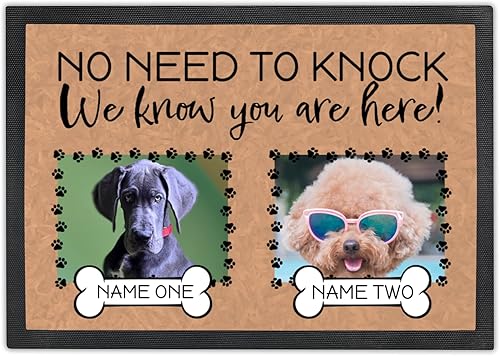 Tapete personalizado para puerta de perro con foto y nombre, tapete de bienvenida personalizado, tapete para puerta delantera, no es necesario de Sentiment House