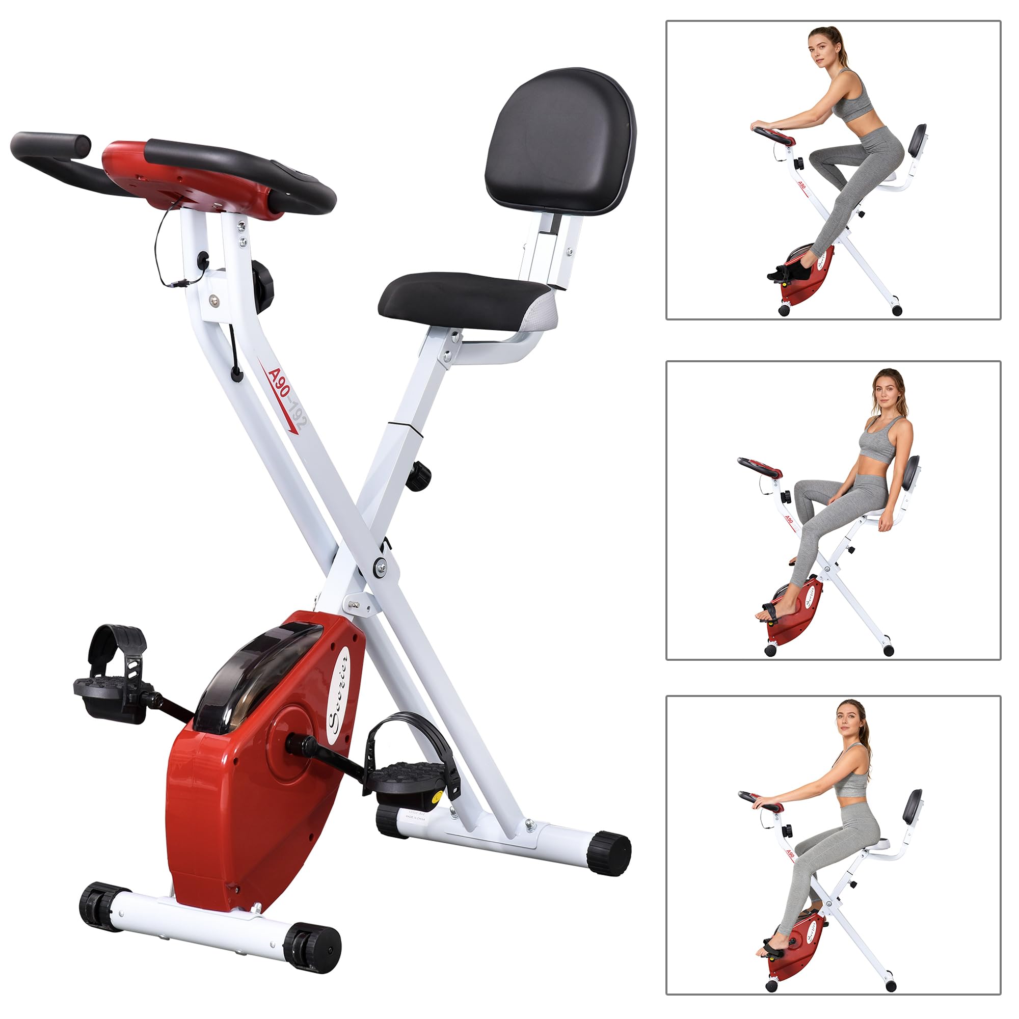 Soozier Foldable Exercise Bike with 8 Levels of Magnetic