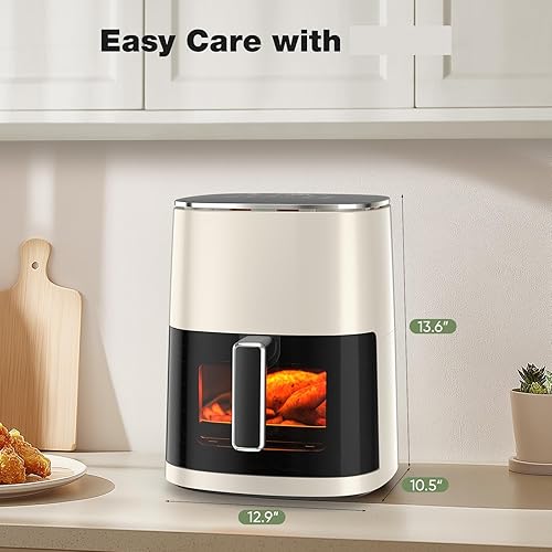 Miniatura 6 de Freidora de aire, 6 cuartos de galón con ventana de visión, funciones 12 en 1 freír al aire, asar, recalentar, deshidratar, hornear, cocinar al