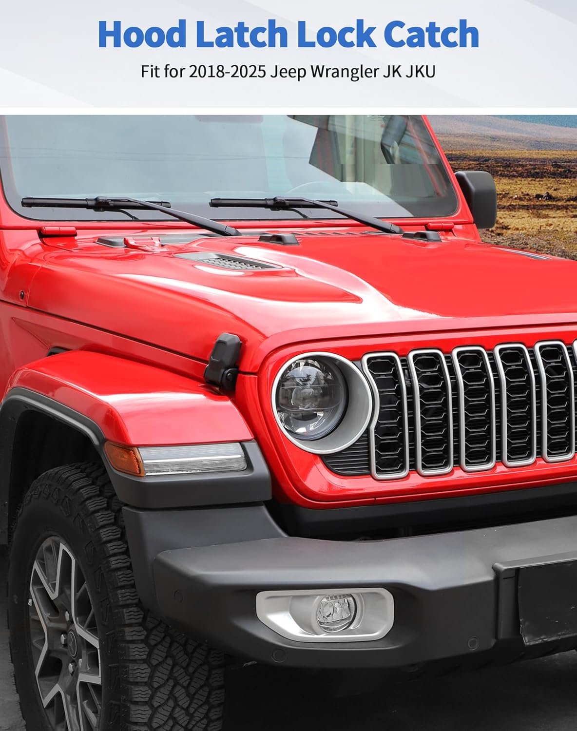 Hood Latches Hood Lock Catch Kit for Jeep Wrangler JK JKU 2018-2025