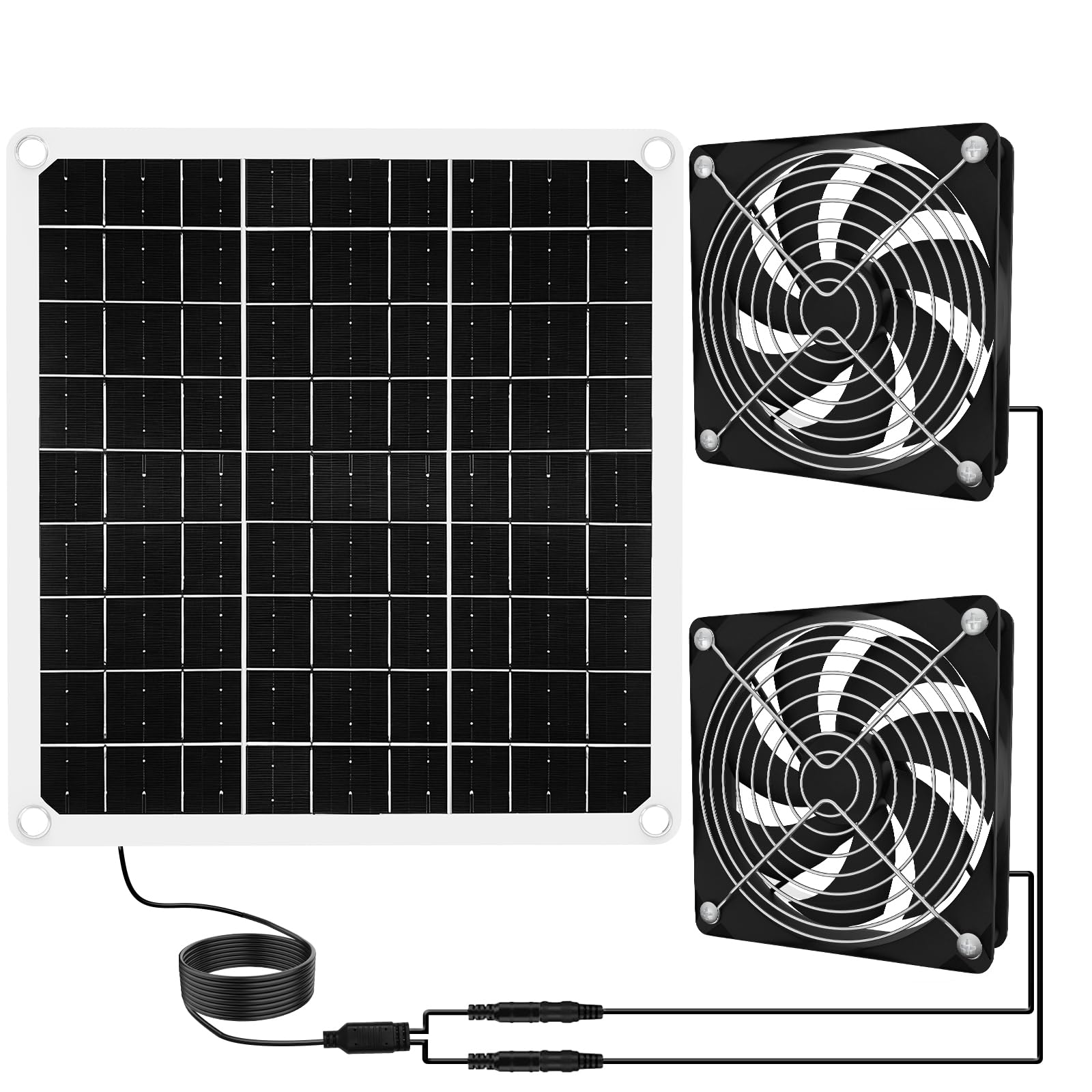 Ventilateur solaire poulailler 15W - Kit aérateur serre extérieure et abri de jardin