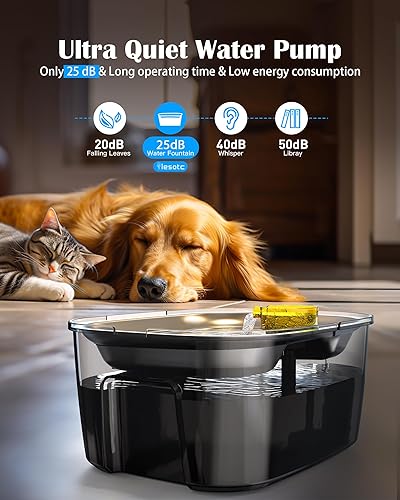 Miniatura 8 de lesotc Fuente de agua para perros de acero inoxidable, 2.6 galones10L, fuente de agua para gatos, dispensador de agua para perros grandes y