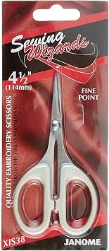 Janome JAN_XIS38 4.5-Inch Fine Point Embroidery Sewing Wizards Scissors, Metal, Purple, 9 x 12 x 16 cm