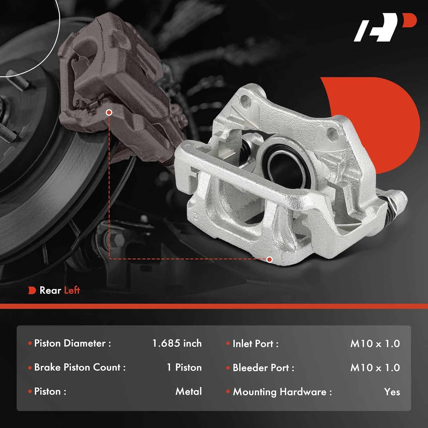 A-Premium Disc Brake Caliper Assembly with Bracket Compatible with Select Honda Models - Odyssey 2011 2012 2013 2014 2015 2016 2017, V6 3.5L - Rear Left Driver Side