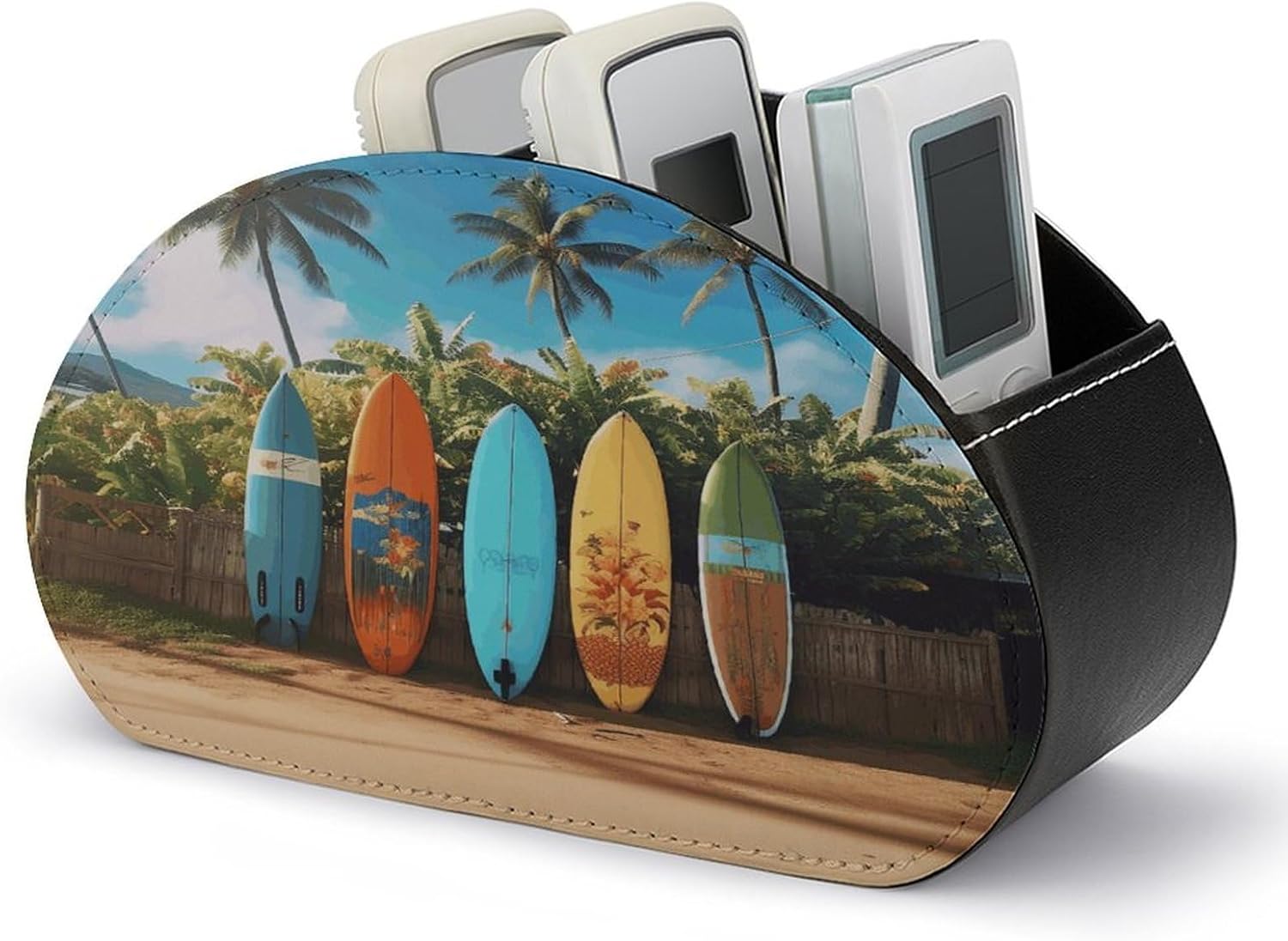 TV Remote Control Holder, 5 Compartments, Surf's Up Surfboard