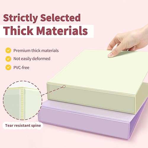 Miniatura 3 de SUNEE Carpeta de 3 anillos de 1.5 pulgadas, con tres anillos inclinados sin PVC (se ajusta a 8.5 x 11 pulgadas) para carpetas escolares u