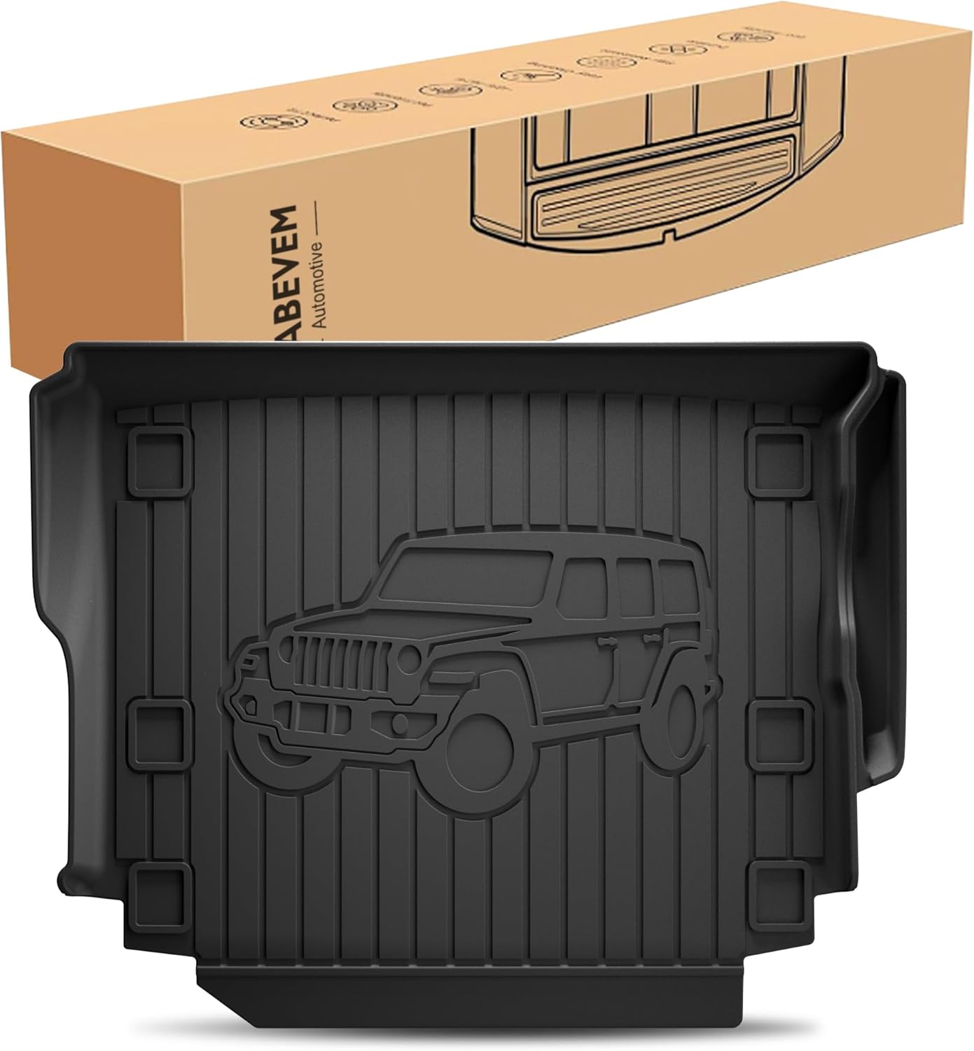Cargo Liners Custom Fit for Jeep Wrangler JL 4x4 Door Sahara Rubicon 2018-2023 2024 2025 Trunk Mats Rubber All Weather Heavy Duty Waterproof Odorless - (Not for 4XE/JK/Not 2-Door)