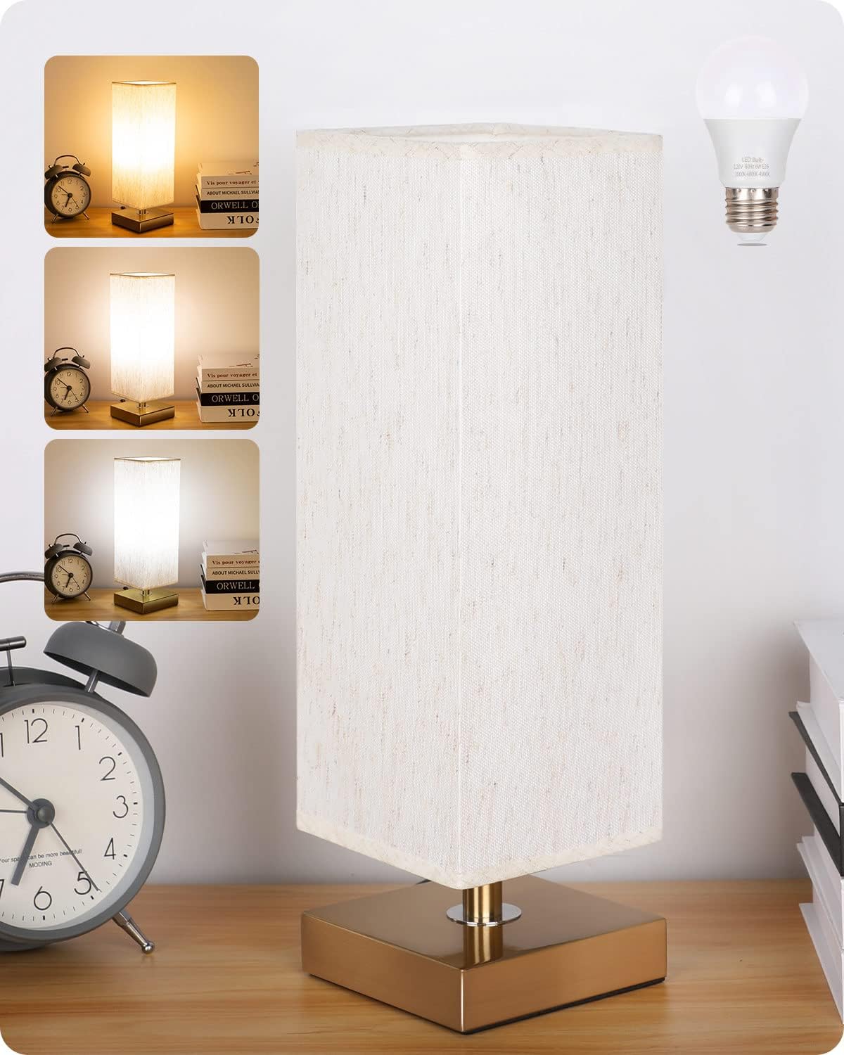 Cloth Lampshade LED Bedside Lamp for Bedroom  Modern Living Room Table Lamp