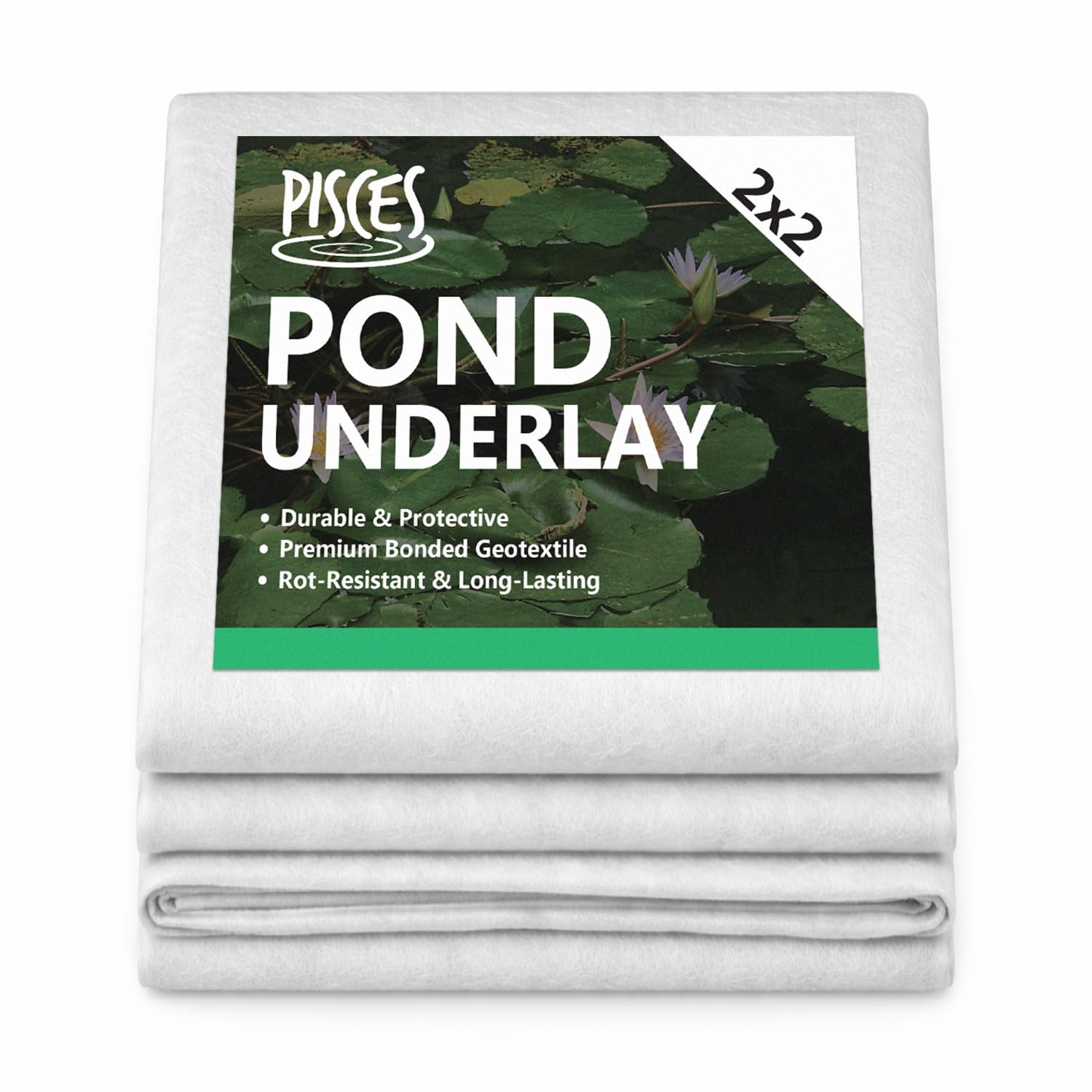 Pisces Pond Underlay 2 x 2m (4 sq.m) Flexible & Durable Aquatic Liner for Ponds, Fountains, Streams