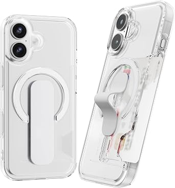BJBT iPhone 16 Case, Compatible with MagSafe Finger Ring Integrated Smartphone Ring Included, Card Storage, Stand Function, Ergonomic Design, One Hand Operation, Fall Prevention, Wireless Charging