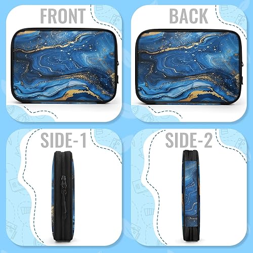 Miniatura 6 de Organizador de cables de viaje con remolinos azules de mármol, accesorios tecnológicos, bolsa de transporte, impermeable, grande, organizador de