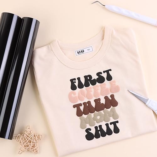 Miniatura 4 de Tintnut Rollo de vinilo de transferencia de calor de 10 pulgadas x 6 pies, rollo de vinilo HTV 3D, rollo de vinilo de transferencia de calor, rollo