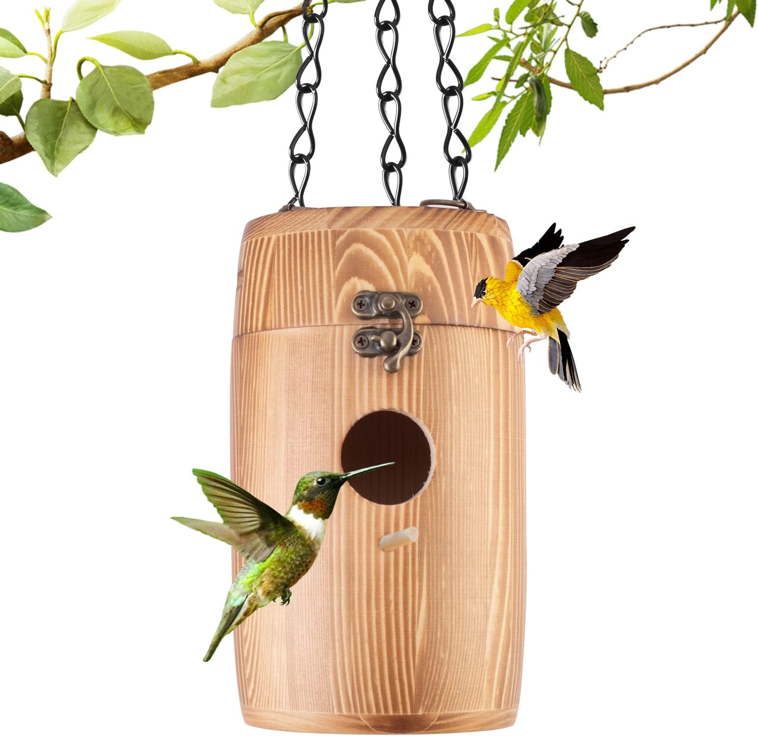 Pine Crafted Hummingbird Birdhouse, Easy to Clean, Perfect for Spring Decor and Gardening Gifts Ideal Bluebird House for Outside Nesting Gardening and Hummingbird Lovers - 6.7x3.9 Inch