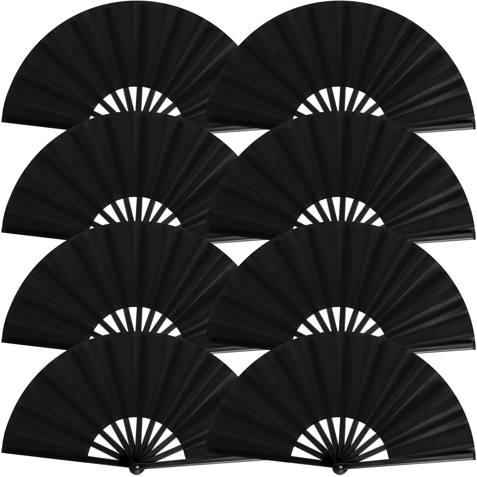 Blulu13 Inch Large Folding Fans for Line Dancing, Black, 8 Pcs