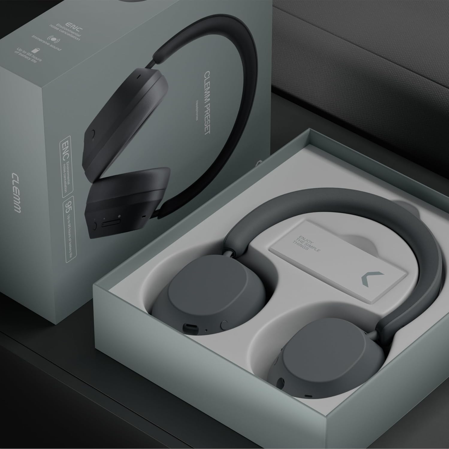 Clemm Preset Wireless Lightweight Over-Ear Headphones with Microphone, 95H Playtime, Bluetooth, Built-in Microphone, for Travel, Memory Foam and Soft Touch, Graphit - Image 6