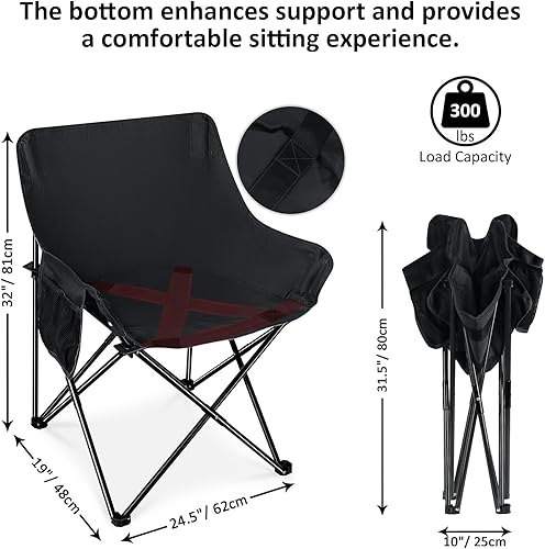 Miniatura 3 de Leonyo 2 sillas de camping portátiles para adultos, silla de césped cómoda y de gran tamaño y mesa de camping plegable para deportes al aire libre,