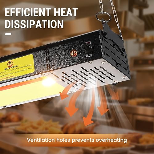 Miniatura 5 de Lámpara de calor de alimentos de 36 pulgadas, calentador de alimentos comercial de 1000 W, calentador de tiras eléctricas, lámpara de calefacción de