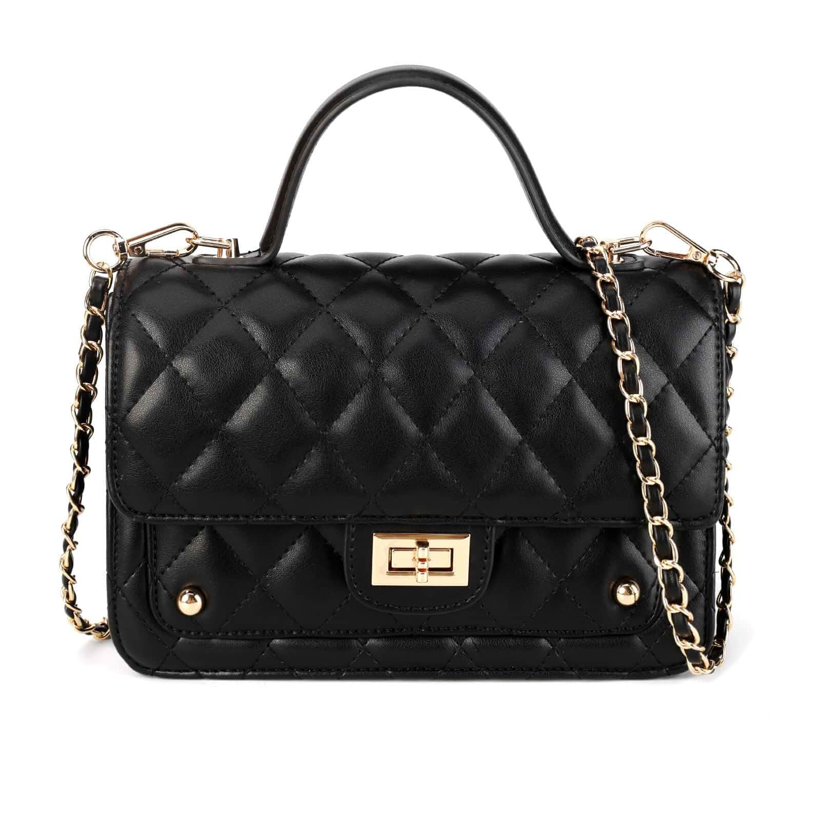 LAVTUG Small Crossbody Bag for Women, Quilted Purse with Gold Chain Strap Vegan leather flap purse with detachable chain strap, multi-pocket shoulder handbags, top-handle bags for daily.