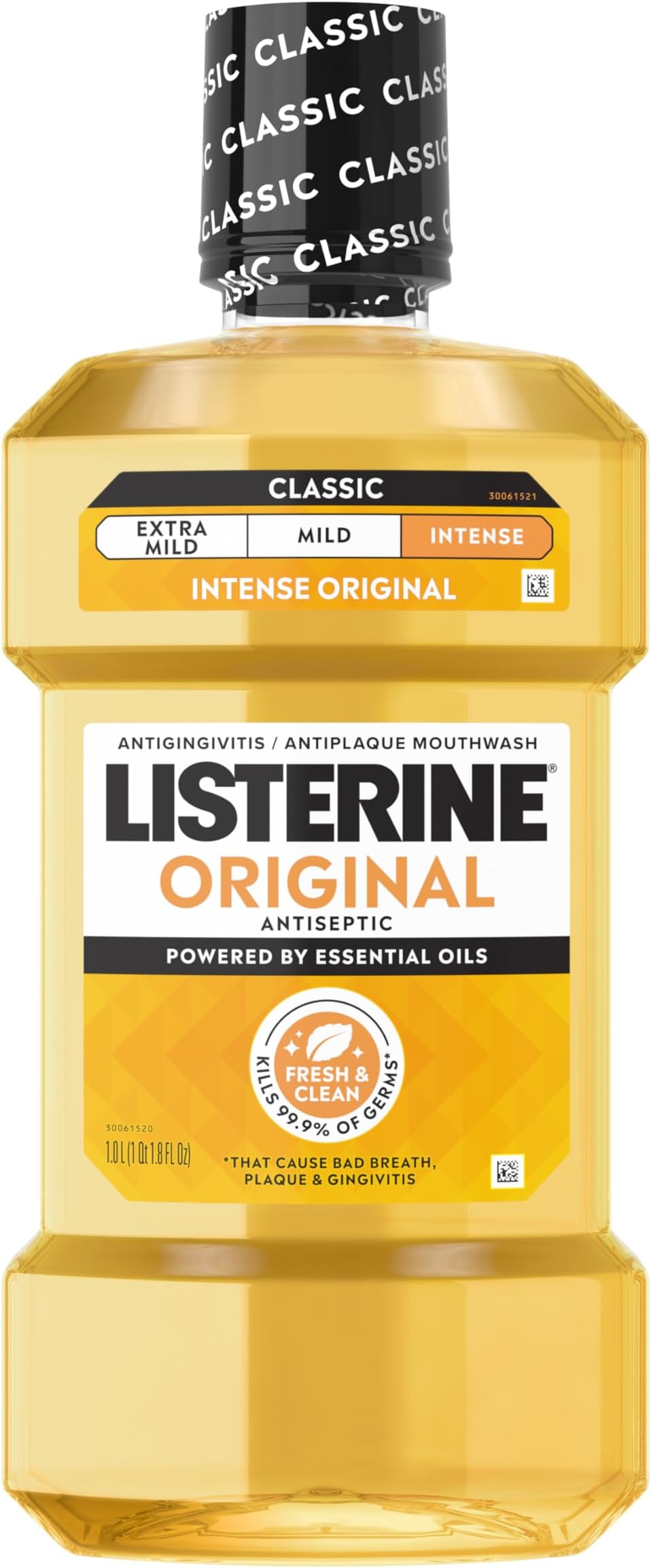 Listerine Original Intense Antiseptic Oral Care Mouthwash to Kill 99.9% of Germs that Cause Bad Breath, Plaque and Gingivitis, ADA-Accepted Mouthwash, Intense Original Flavored Oral Rinse, 1 L