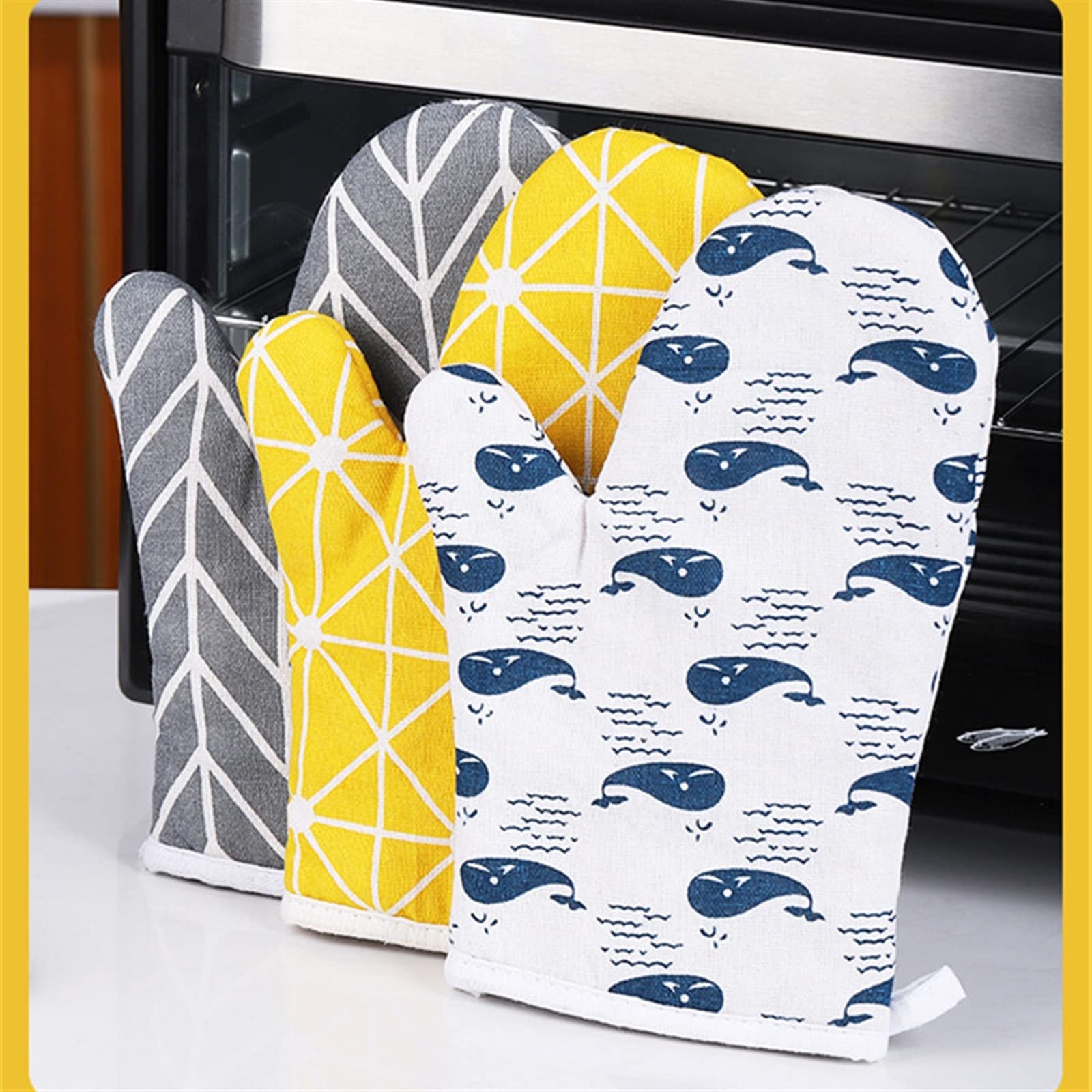 Gants Barbecue Fours à Micro-Ondes Maniques de Cuisine Ustensiles de Cuisine(Blu)